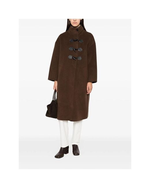 Ba&sh Brown Kaya Toggle-Fastening High-Neck Coat