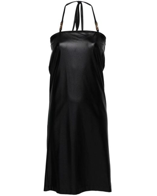 Versace Black Logo-Lettering Mini Dress