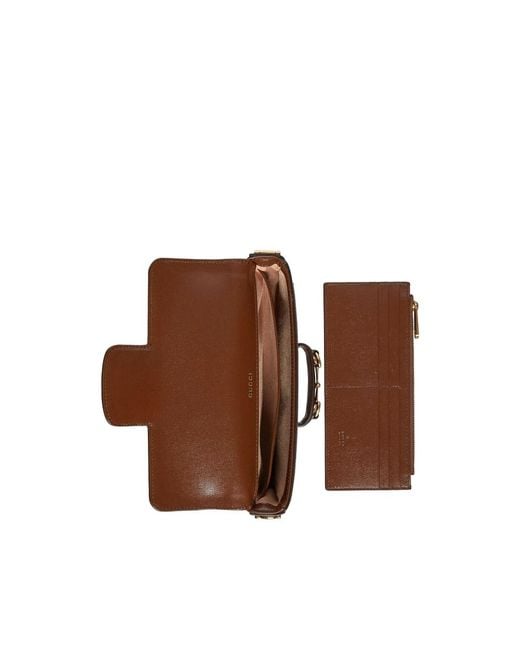 Gucci Brown Small 1955 Horsebit Gg-Pattern Shoulder Bag