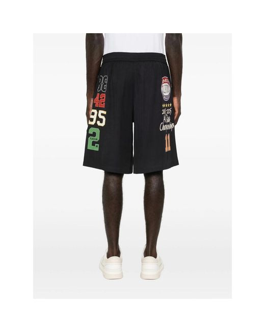 Amiri Black Graphic Drawstring Shorts for men