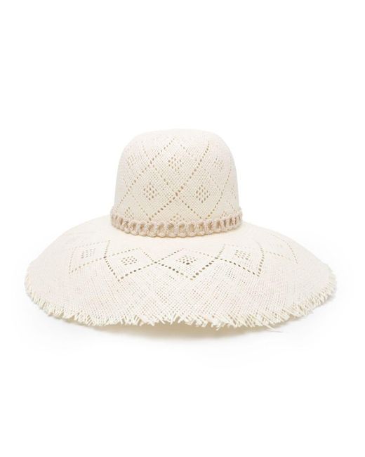 Borsalino White Tassel-Detail Woven-Raffia Hat