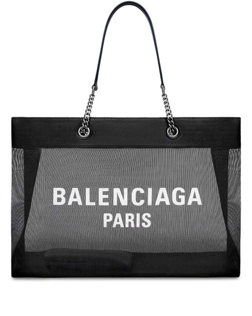 Balenciaga Black Large Duty Free Mesh Tote Bag