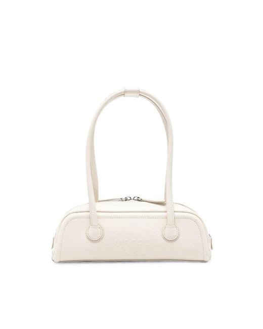 MARGE SHERWOOD White Embossed-Logo Leather Tote Bag
