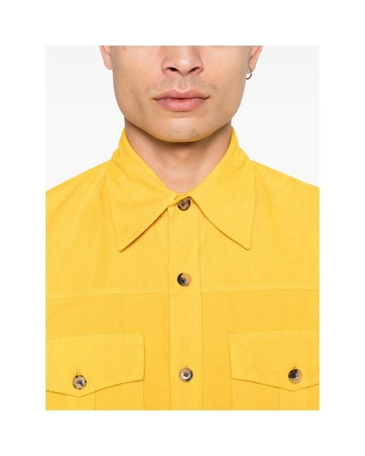 Isaia Yellow Casual Shirts for men