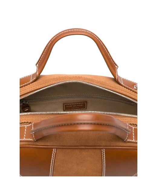 Dries Van Noten Brown Suede Leather-Panelled Tote Bag for men