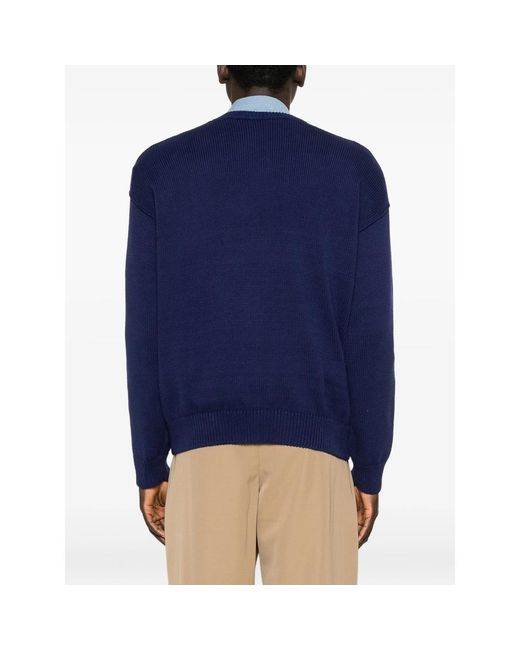 A.P.C. Blue A. P.C. Logo-Detail Crew-Neck Sweater for men