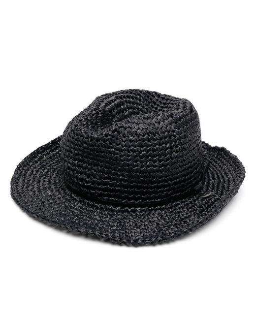 Catarzi Black Curved-brim Interwoven Hat