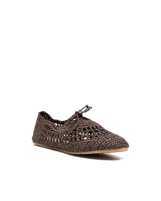 Superga Brown Crochet-Knit Lace-Up Shoes