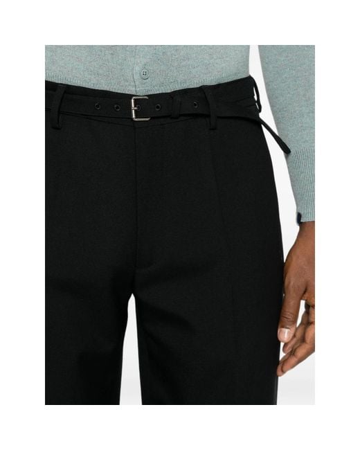 Dries Van Noten Black Pleated Straight-Leg Trousers for men
