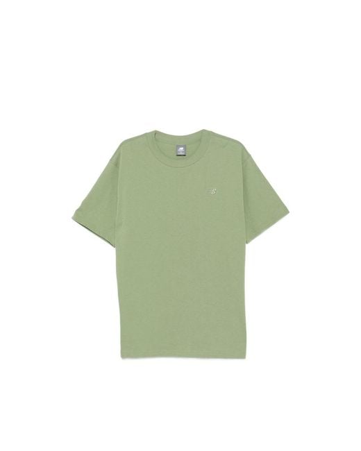 New Balance Green Logo-Embroidered T-Shirt for men