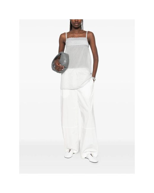 Low Classic White Stripe Lace-Trim Dress