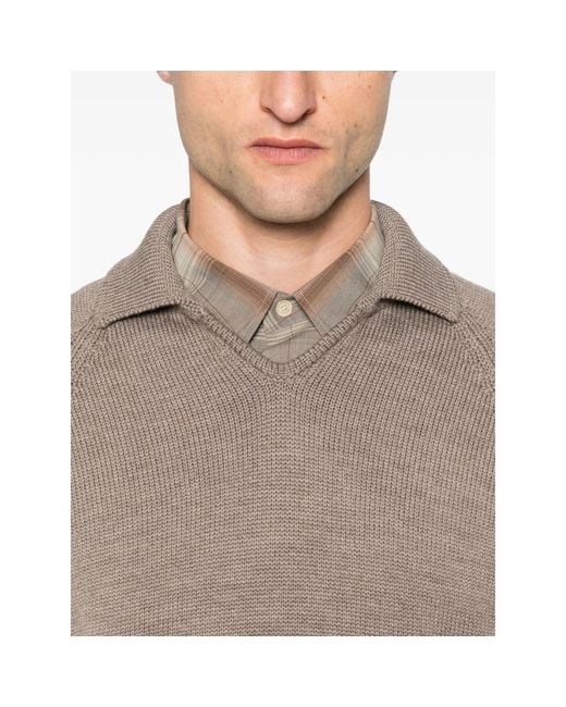 Zanone Brown Polo-Neck Wool Sweater for men