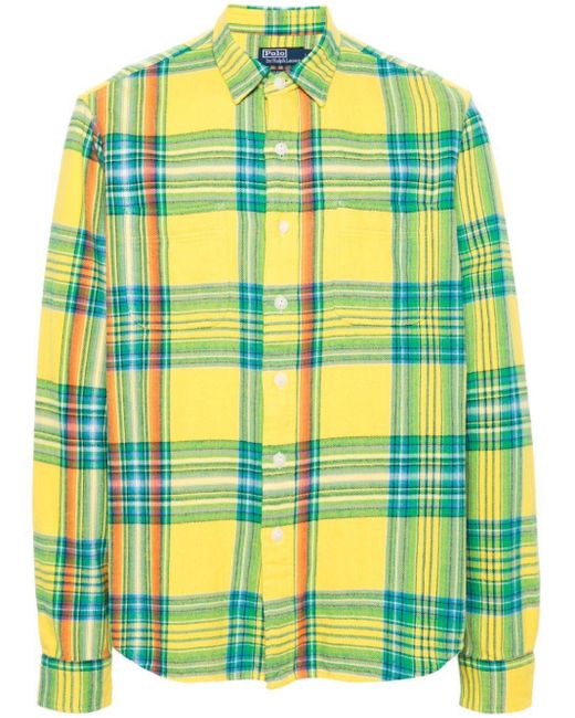 Polo Ralph Lauren Yellow Plaid-Check Flannel Shirt for men