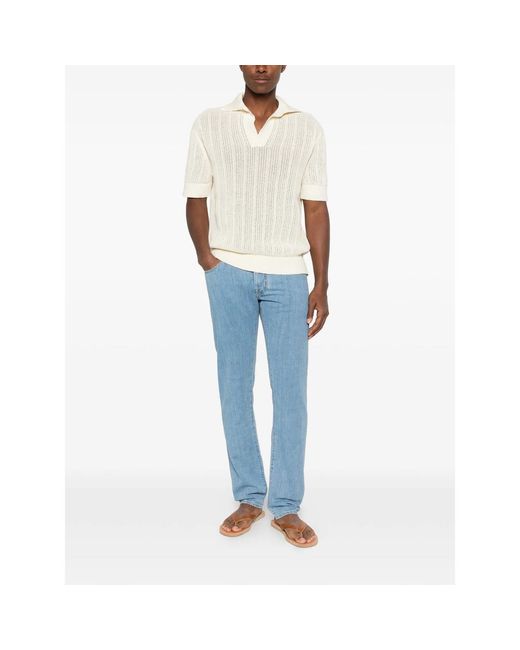 Altea White Polo-Collar T-Shirt for men