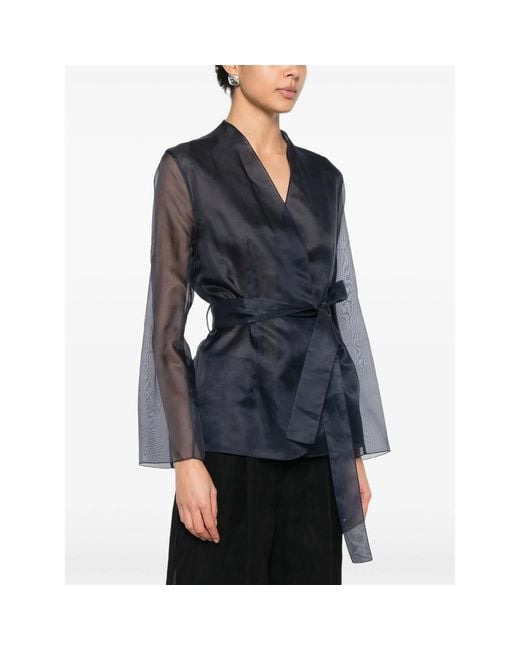 Antonelli Blue Elia Tie-Waist Fitted Jacket