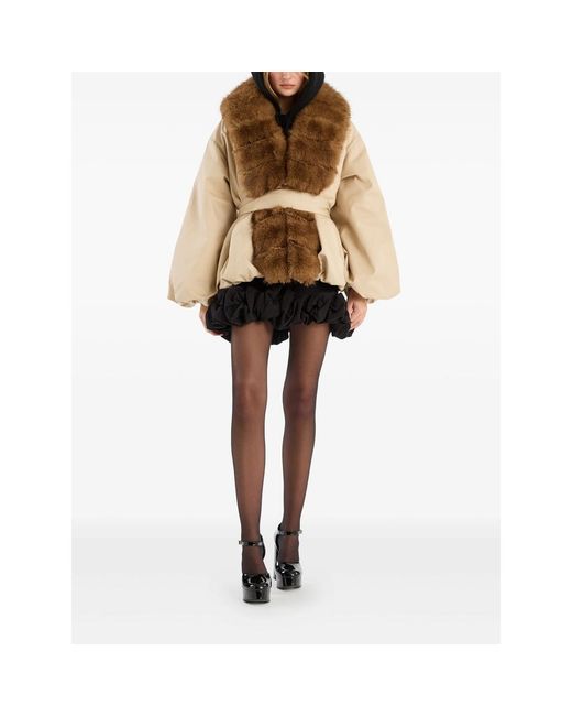 ROTATE BIRGER CHRISTENSEN Natural Trimmed-Collar Belted Jacket