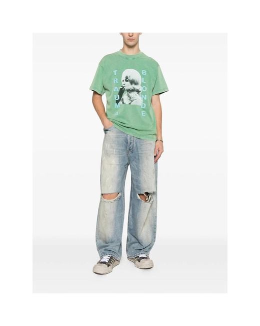 DAGGER Green Trauma Blonde Print-Detail T-Shirt for men