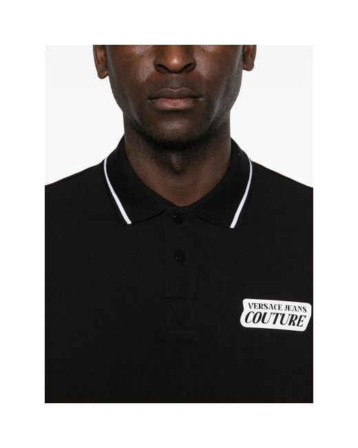 Versace Jeans Couture Black Logo-Detail Polo Shirt for men