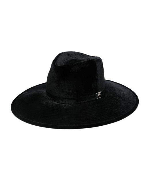 Alberta Ferretti Black Logo-plaque Fedora Hat