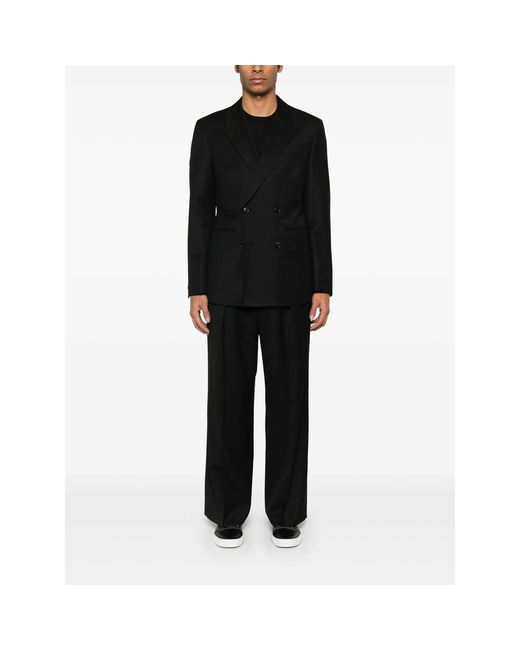 TONYWACK Black Double-Breasted Twill Blazer for men