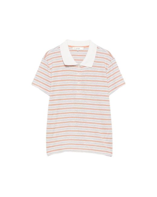 FRAME Pink Striped Short-Sleeve Polo Shirt