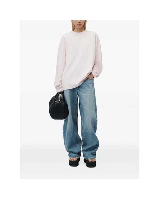 Alexander Wang White Long Sleeve Tee W/ Logo Print