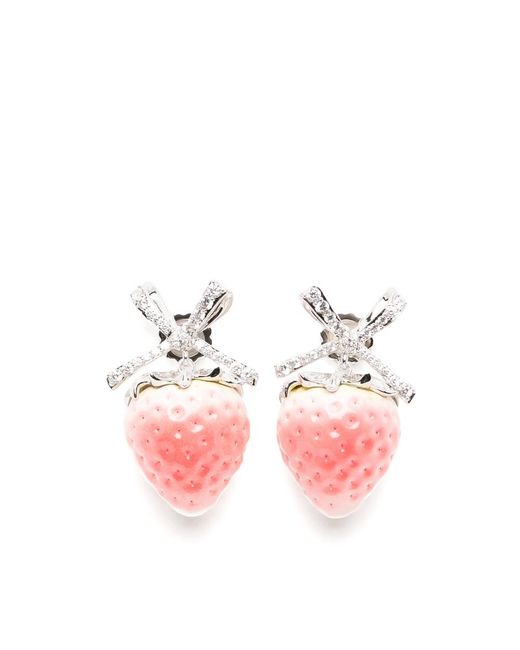 YVMIN Pink Strawberry Bowknot Earrings