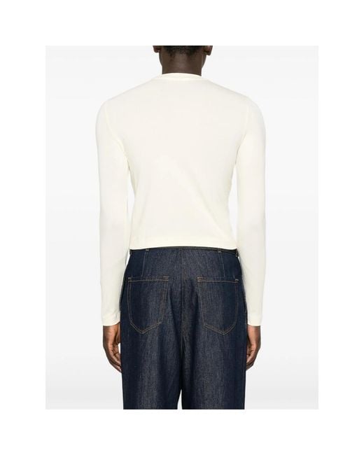 Jacquemus White Logo-Patch Long-Sleeve T-Shirt for men