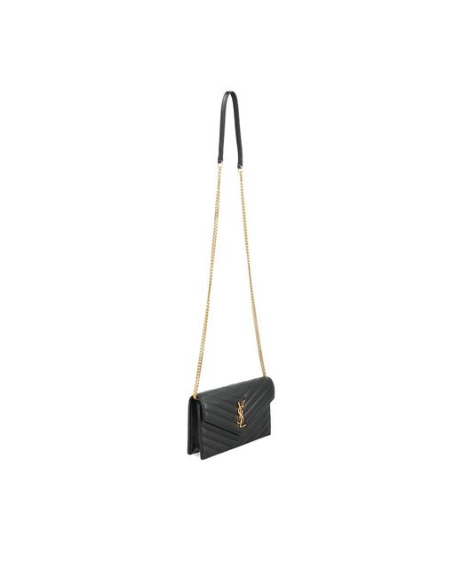 Saint Laurent Black Mini Cassandre Quilted Cross Body Bag