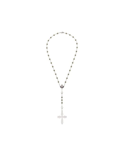 DARKAI Metallic Beaded Embellished-Cross Necklace for men