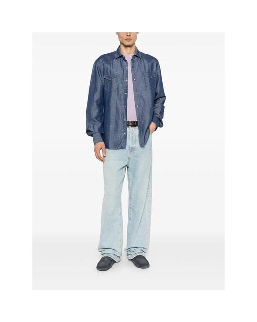 Barba Napoli Blue Flap-Pocket Shirt for men