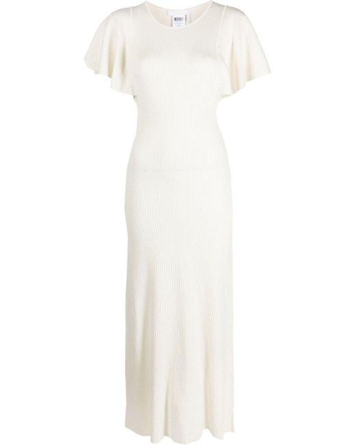 Chloé White Ruffled-sleeve Wool Dress