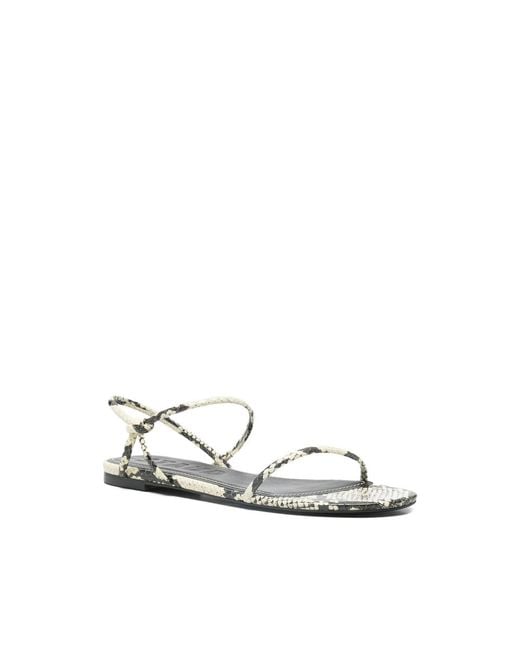 Staud White Open Toe Strappy Snakeskin Print Shoes