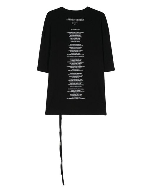 Ann Demeulemeester Black Text-Print Cotton T-Shirt for men