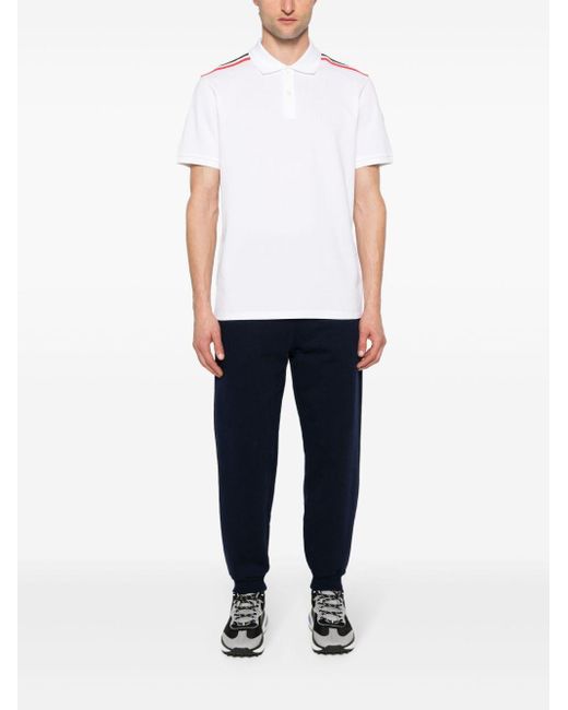 Moncler White Rwb-Stripe Polo Shirt for men