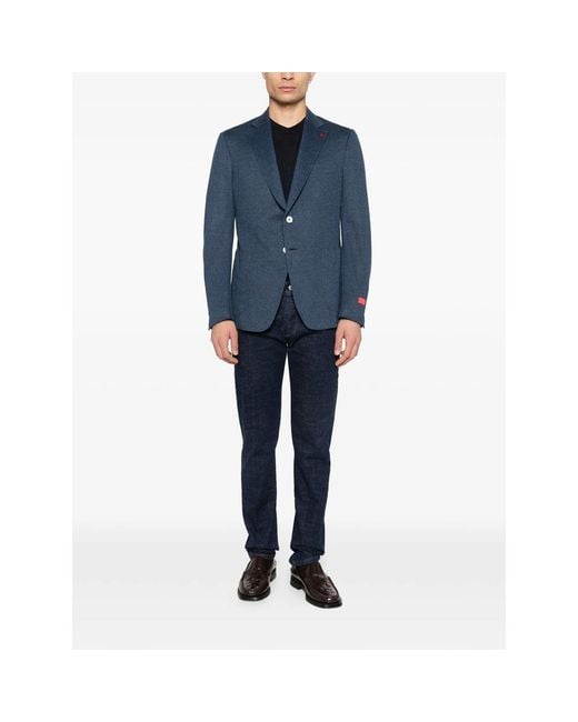 Isaia Jackets Blue for men