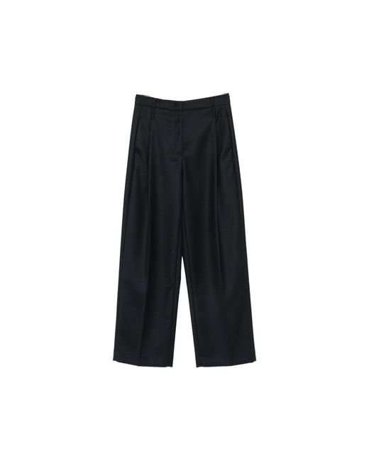 Tela Black Pleated Wide-Leg Trousers