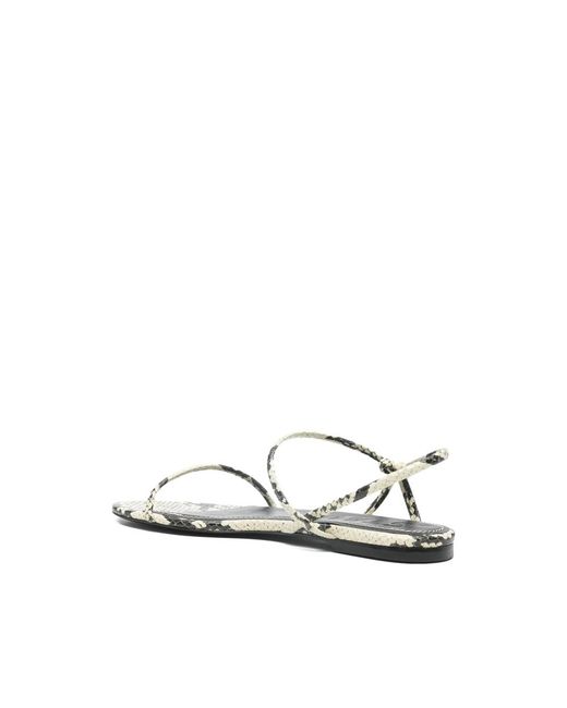 Staud White Open Toe Strappy Snakeskin Print Shoes