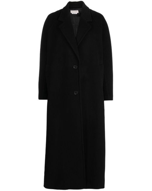 Alexander McQueen Black Single-breasted Wool-blend Coat