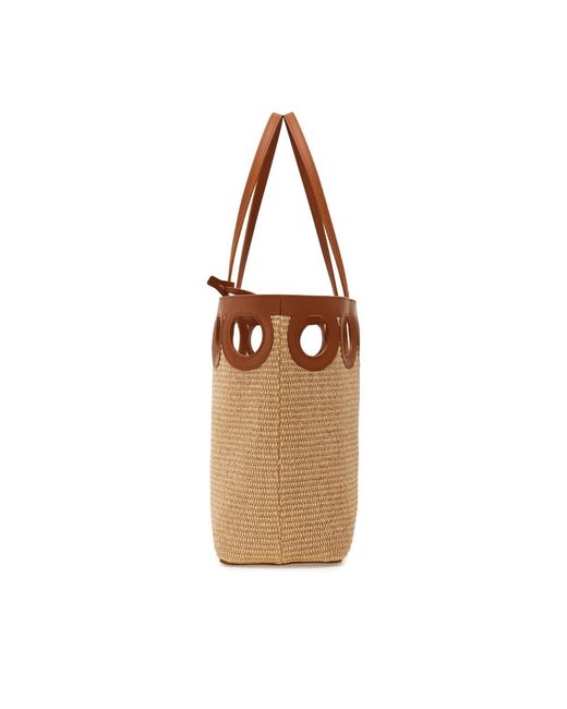 Ferragamo Brown Tote Bag Calfskin & Raffia