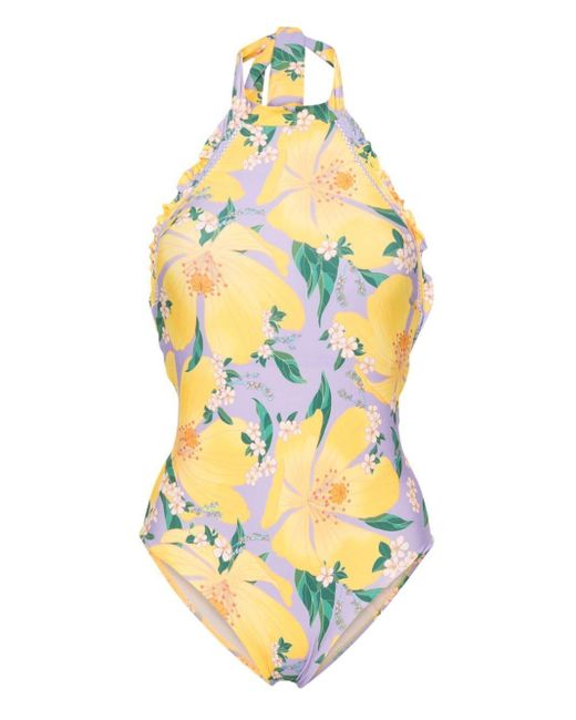 Farm Rio Metallic Floral-print Swimsuit