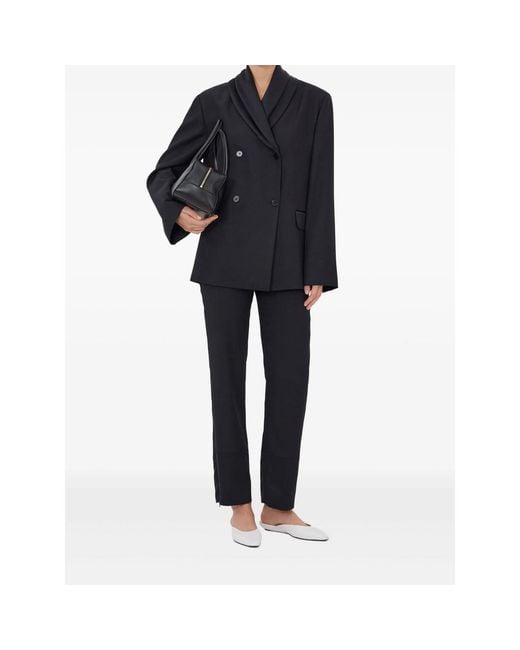 Loulou de Saison Black Jiha Double-Breasted Shawl Collar Jacket