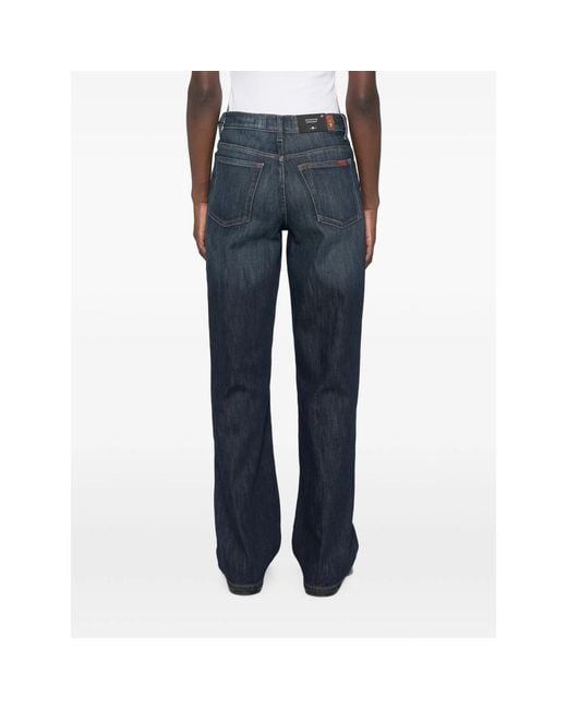 7 For All Mankind Blue Stovepipe Belt-Loop Jeans