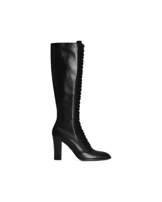 Dolce & Gabbana Black Lace-Up Calfskin Boots