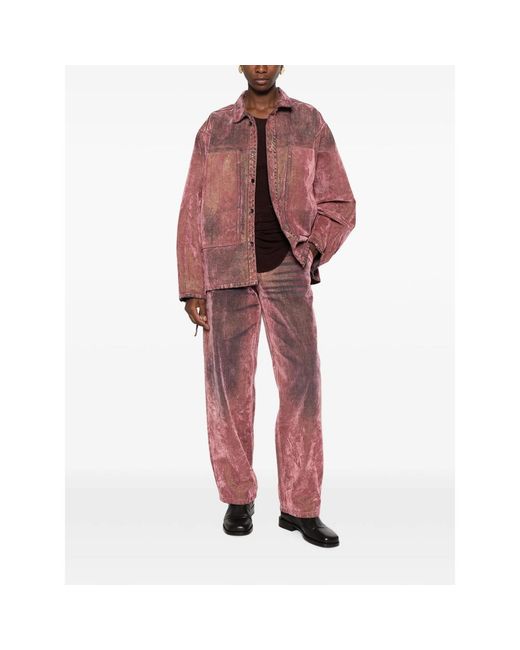 Haikure Red Washed-Effect Hammer-Loop Jeans