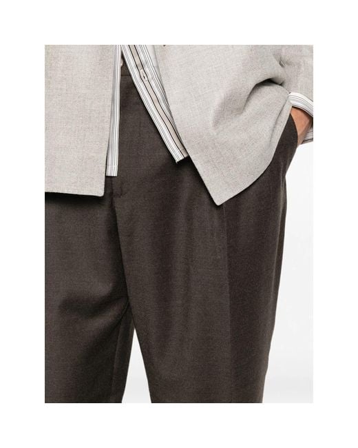 BRIGLIA Gray Portobellos Pleated Pressed-Crease Trousers for men