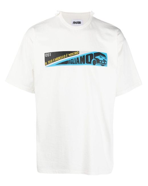 Magliano White Graphic-Print Cotton T-Shirt for men
