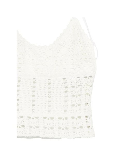 Frankie's Bikinis White X Jennie Nari Crochet Halterneck Tankini