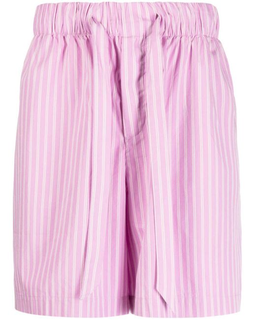 Tekla Pink Striped Cotton Pyjama Shorts for men