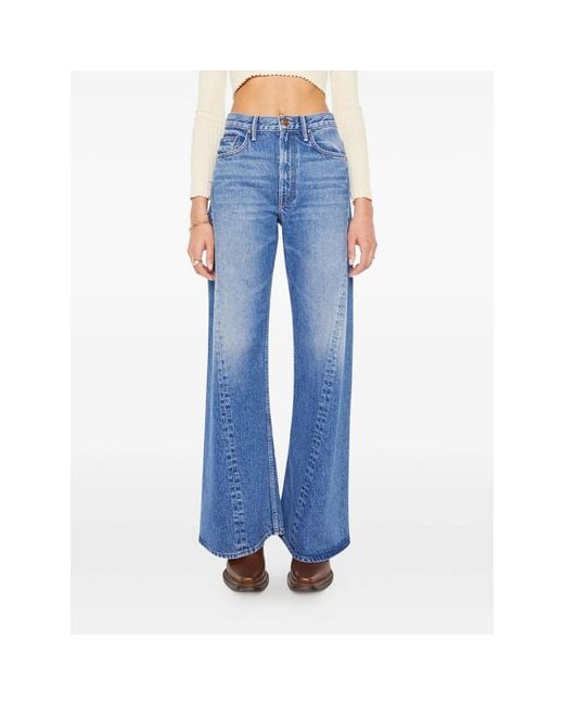Mother Blue The Lemon Twist Sneak Button-Fly Jeans